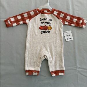 Celebrate It Kids One Piece with Plaid and Pumpkin Design